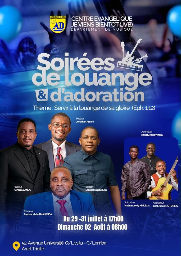 Affiche des soirées de louange et d'adoration